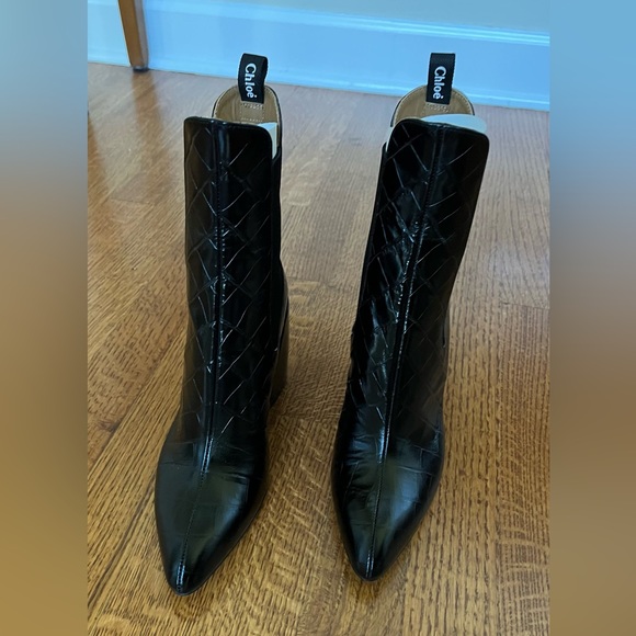 Chloe Wave Croc-embossed Ankle Boots - Picture 6 of 12